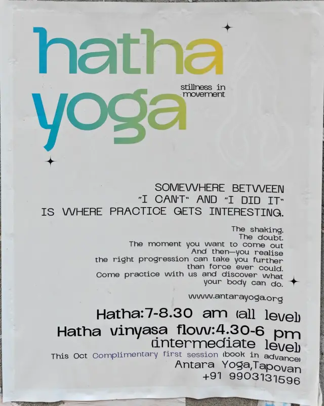 Flyer: Hatha Yoga at Antara Yoga